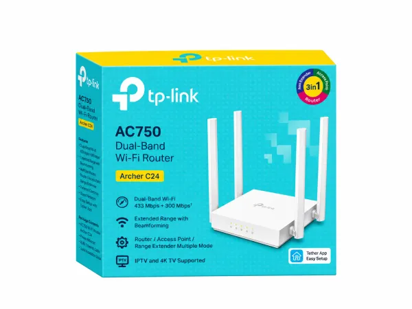 Router 4 Antena TP-LINK Archer C24  AC750